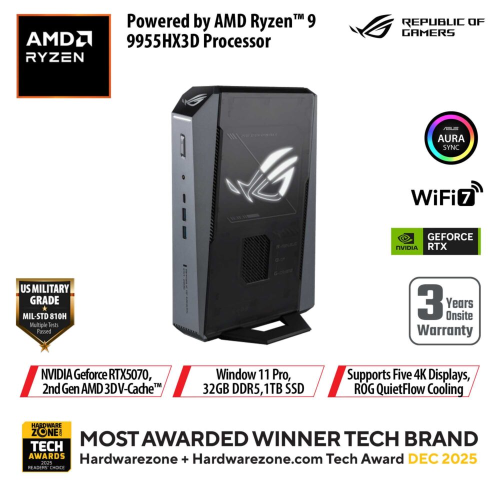 ASUS ROG GR70 / AMD Ryzen 9 9955HX3D / RTX 5070 / 32GB / 1TB / Windows 11 Pro