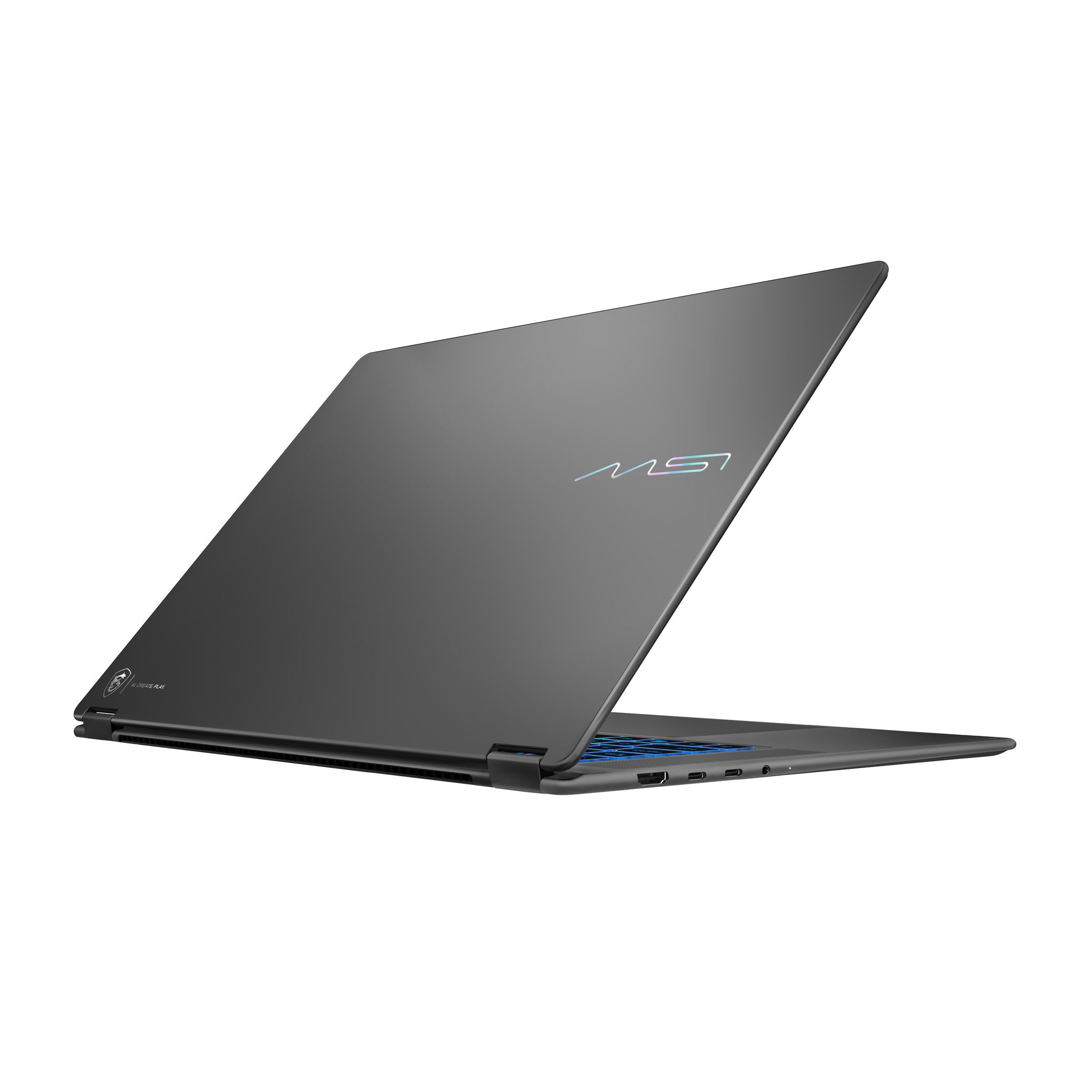 MSI Prestige N16 Flip AI+, Lid, angled view